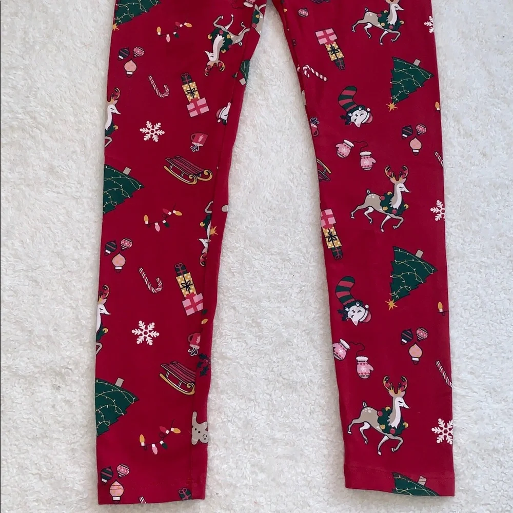 Children’s Place Christmas Holiday Red Leggings EUC Large 10/12